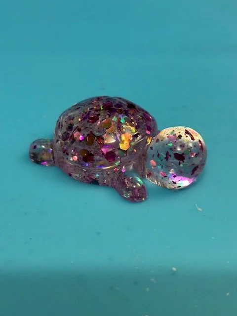 Glittering Resin Turtle Desk Decor