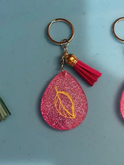 Glittering Gold Leaf Keychain