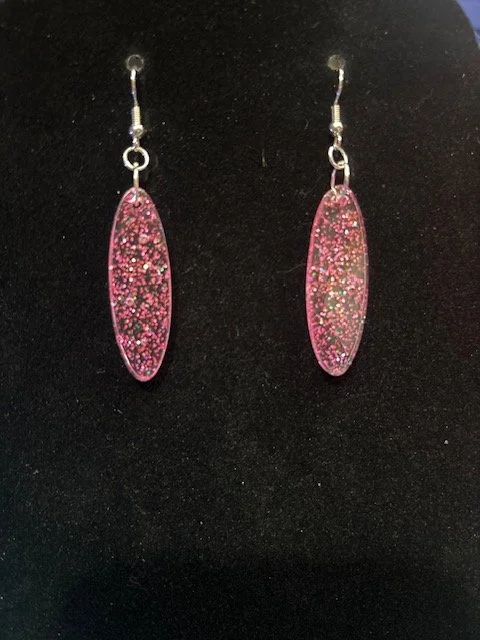 Shimmering Pink Resin Earrings