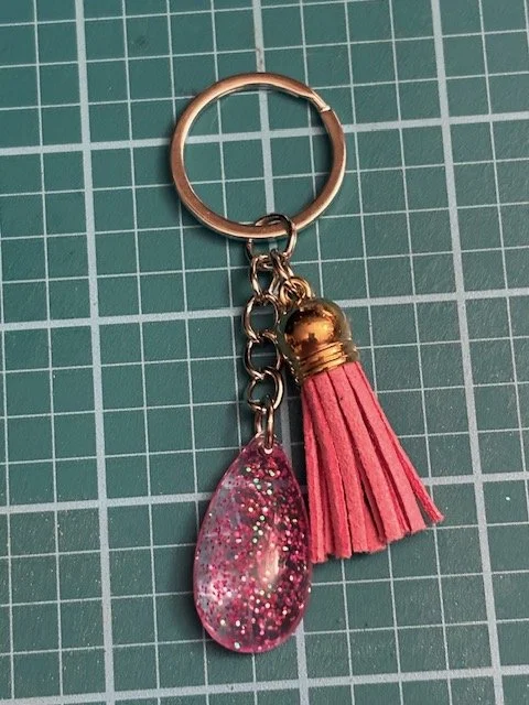 Glitter Resin and Tassel Keychain
