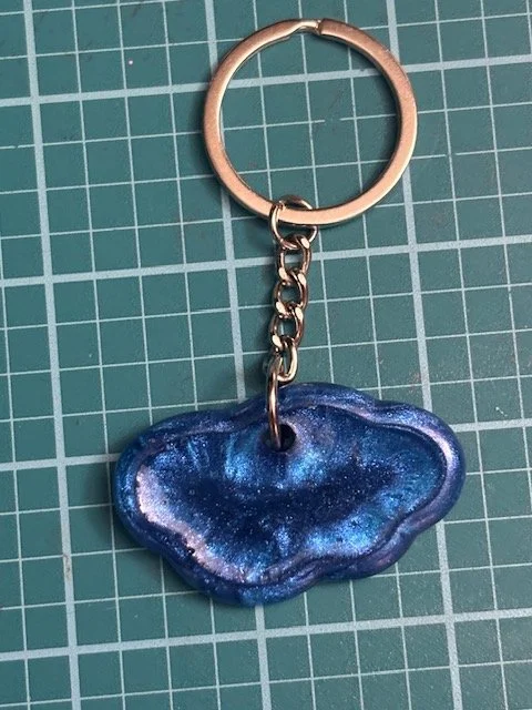 Blue Cloud Resin Keychain