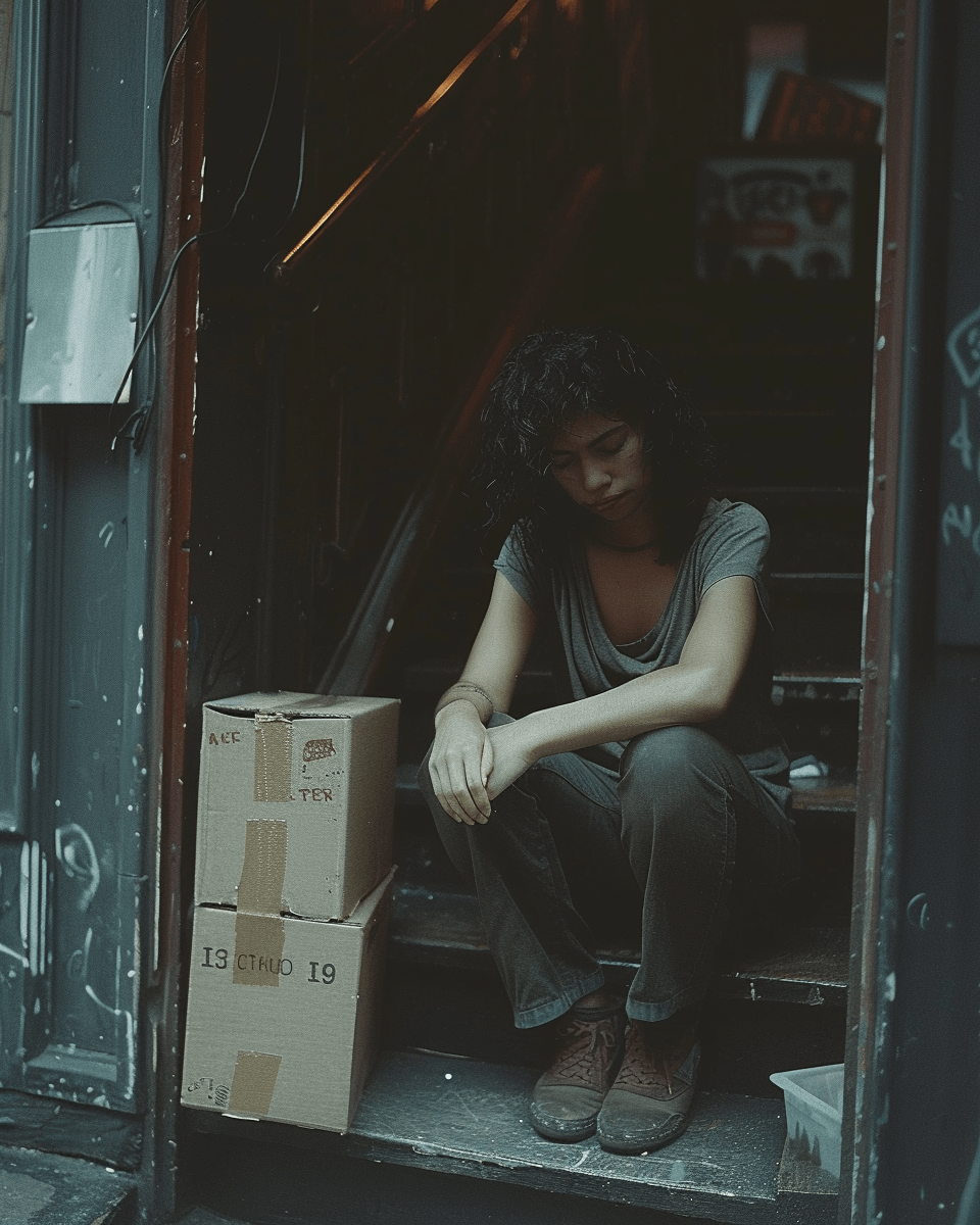 Person pausing during a life transition before starting online therapy at Rhythm Wellness New York