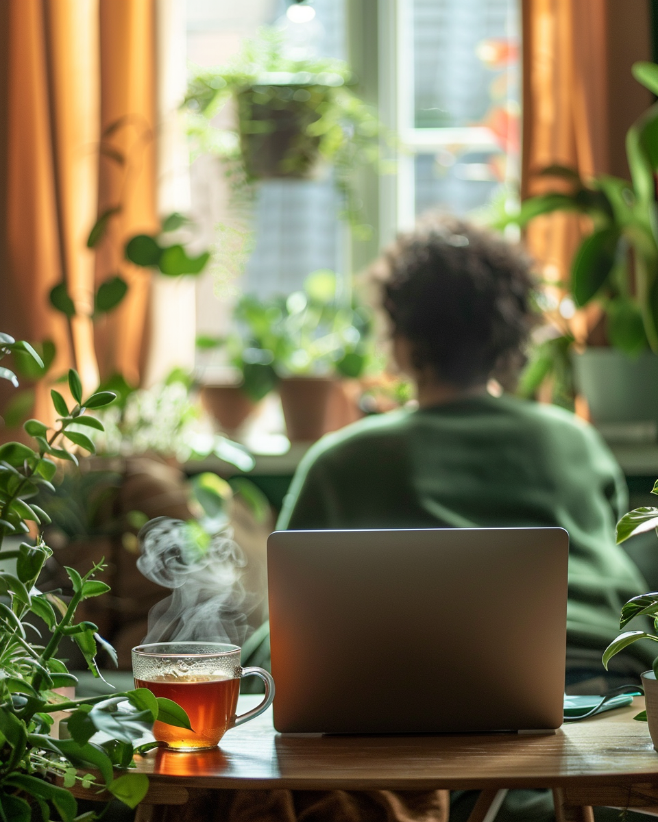 Client joining a virtual therapy session from home in New York
