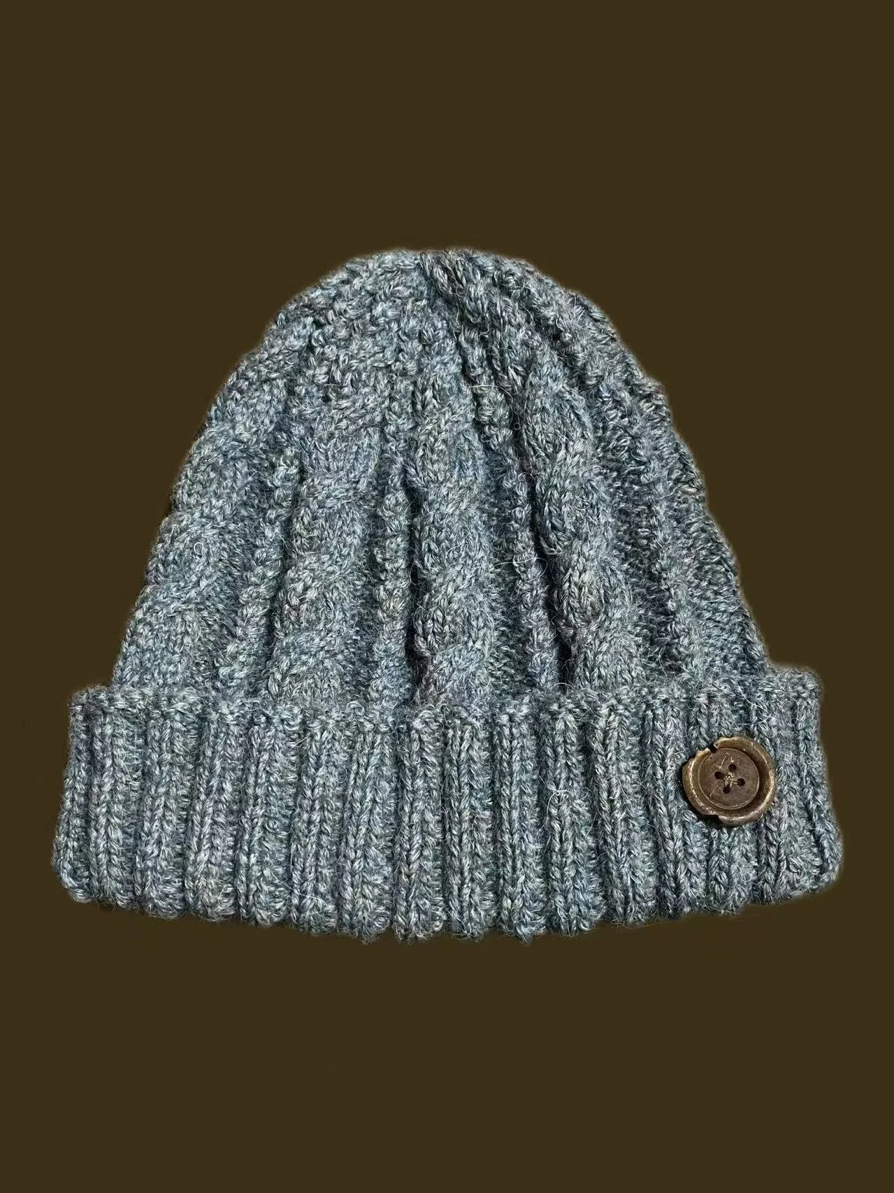 Pastel Blue Cable-Knit Beanie