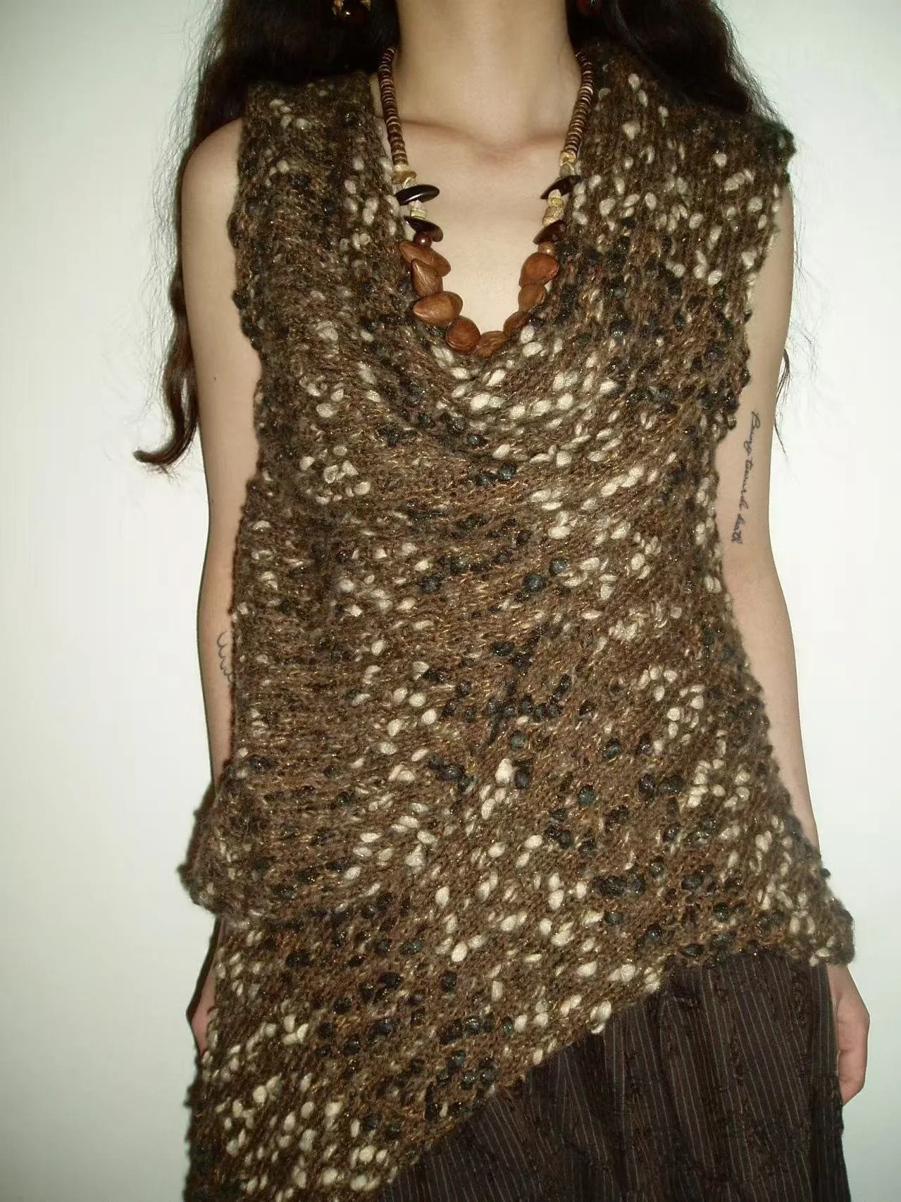 Truffle Bubble Draped Vest