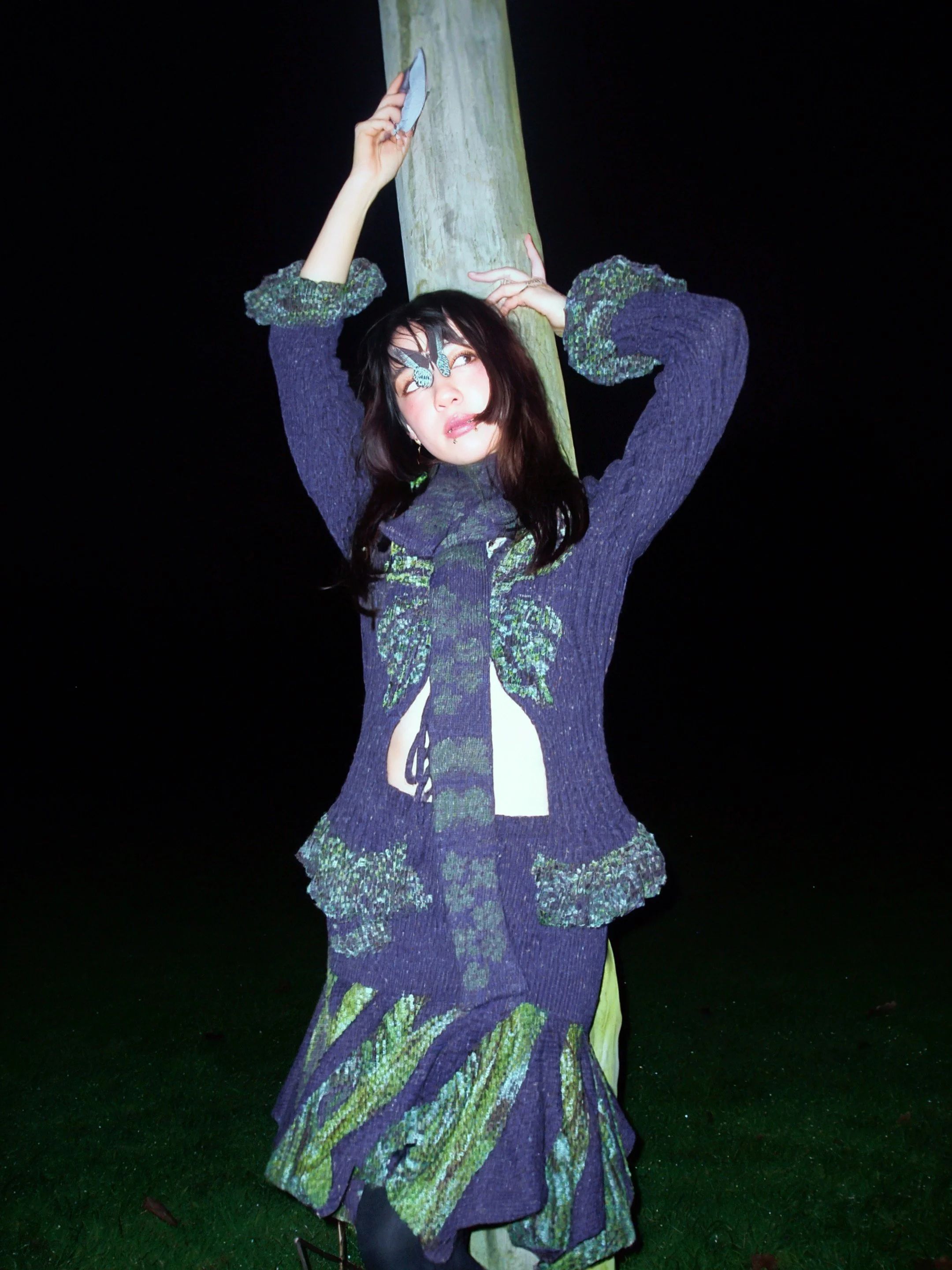 Wildberry & Serpent Butterfly Ribbed Cardigan