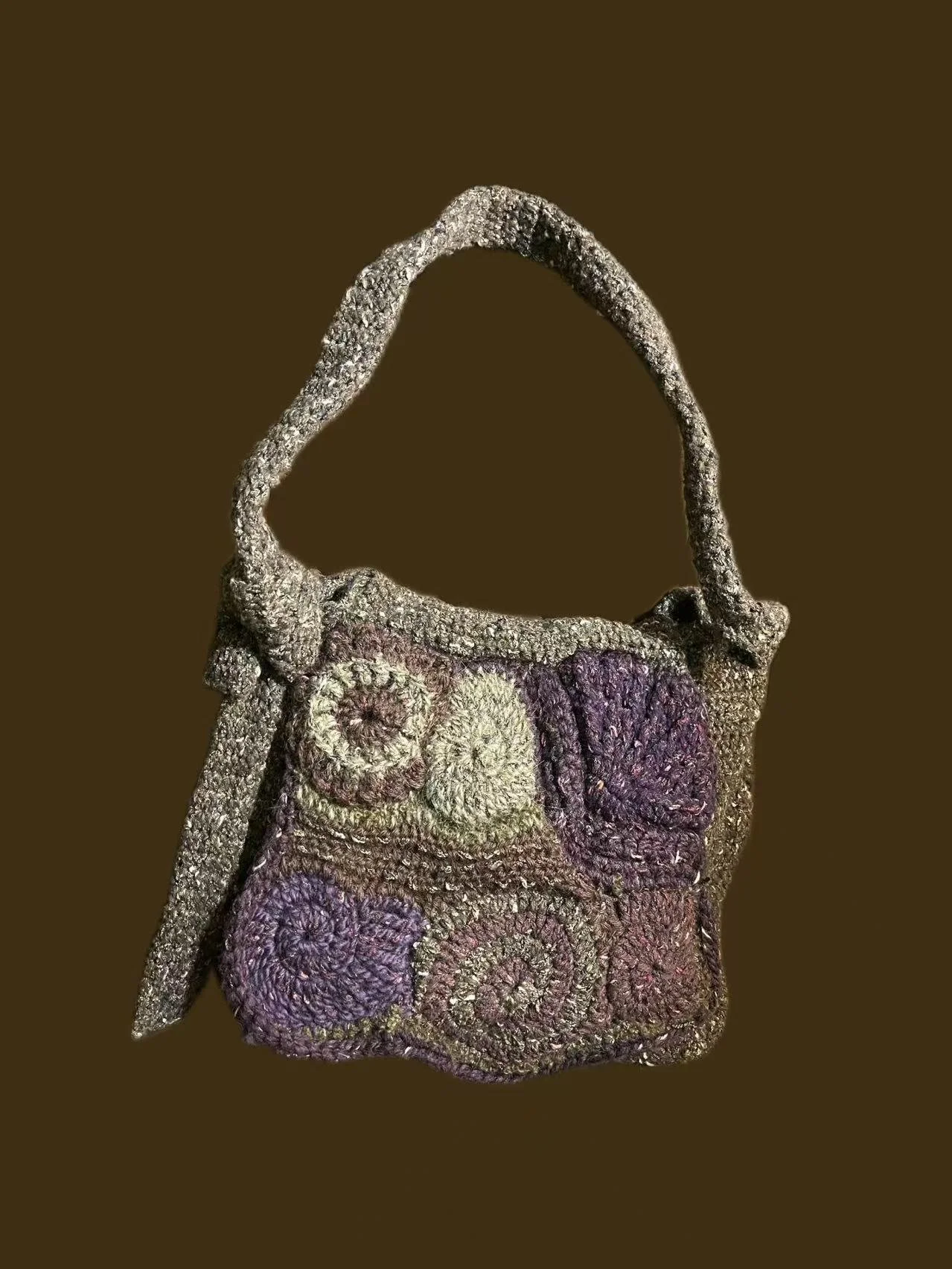 Freeform Mossy Green Crochet Bag