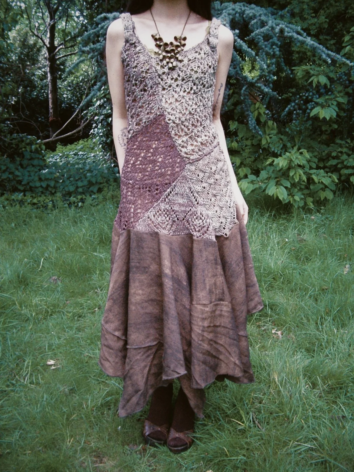 Weathered Cocoon Patchwork Knit Dress