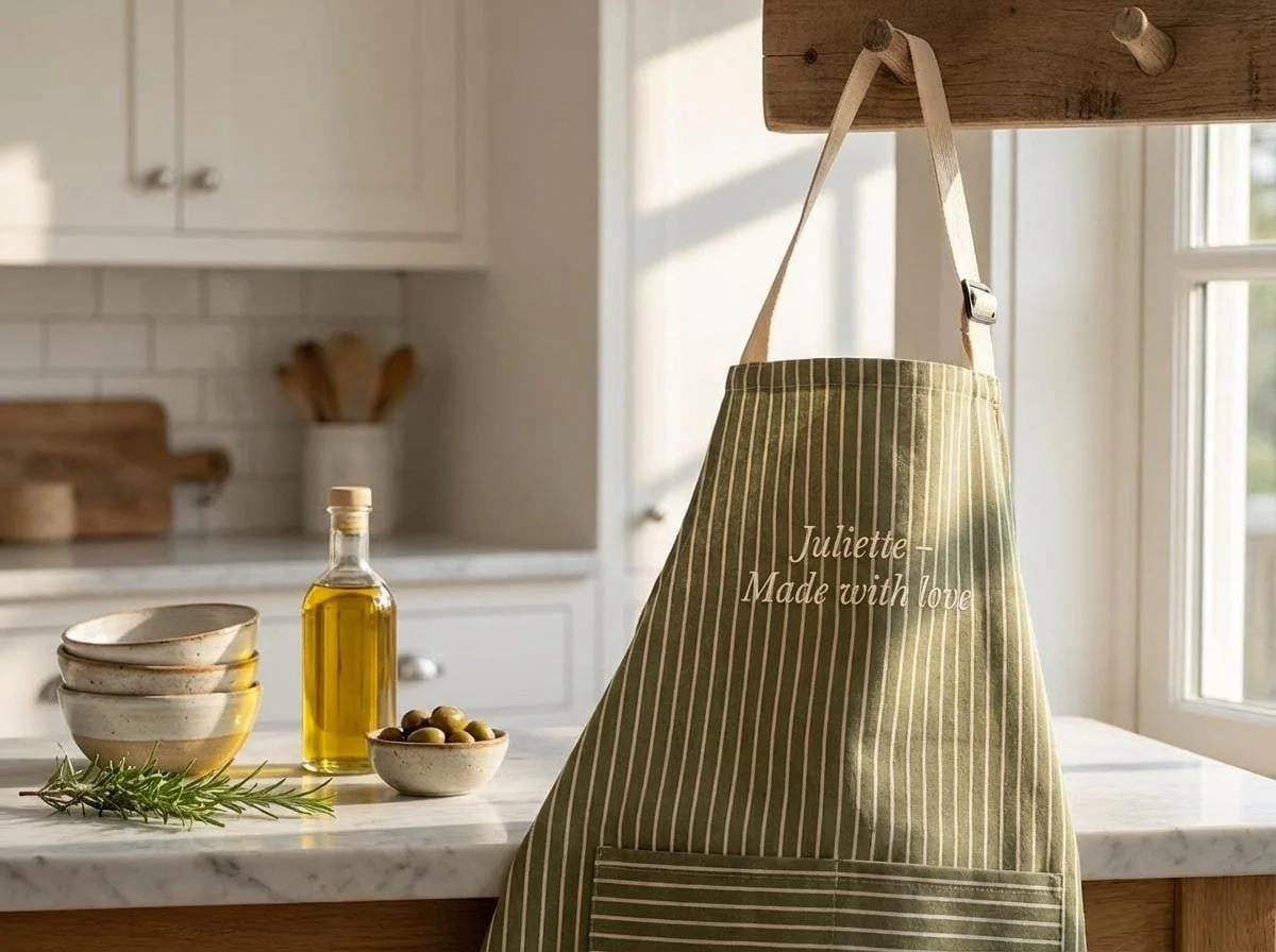 Personalized Pinstripe Apron with Custom Embroidered Name/Phrase