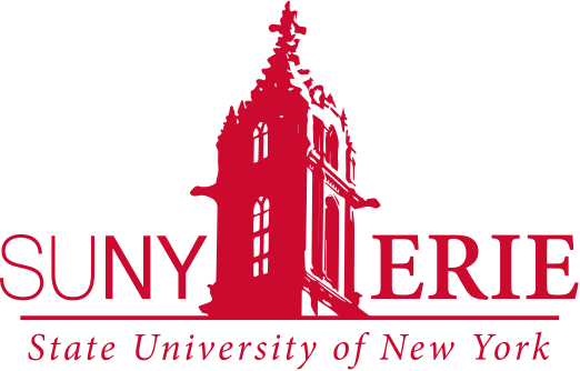 SUNY Erie logo featuring a stylized clock tower with the text 'SUNY Erie' and 'State University of New York' beneath it.