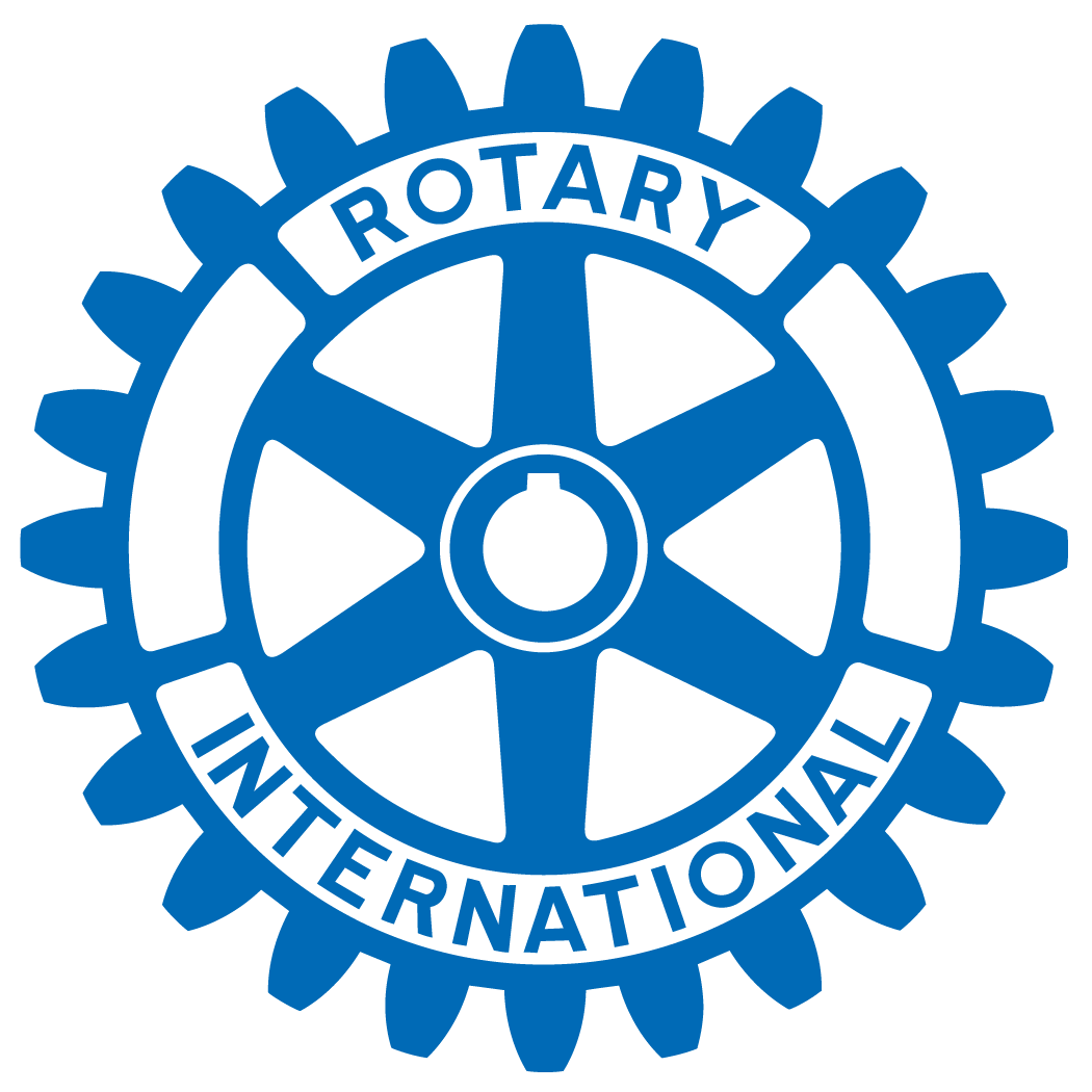 The Rotary International logo in blue with a gearwheel design and the words "ROTARY INTERNATIONAL".