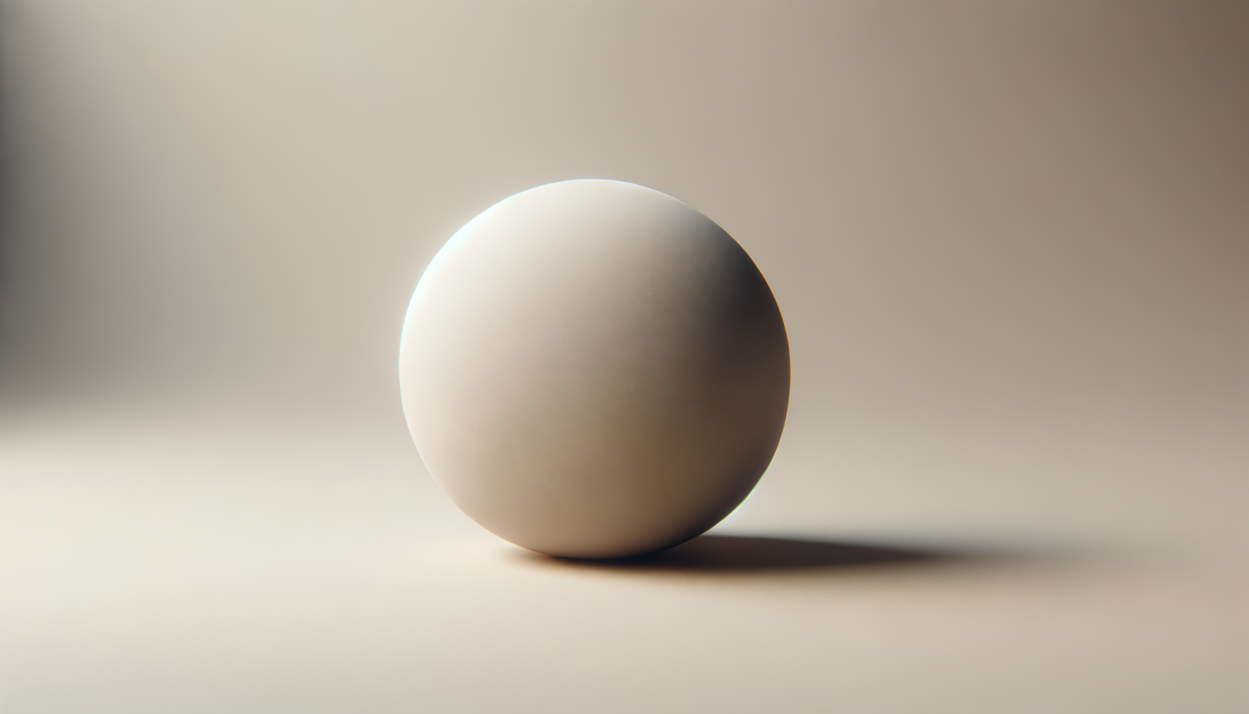 A white spherical object on a light beige surface with a gradient background.
