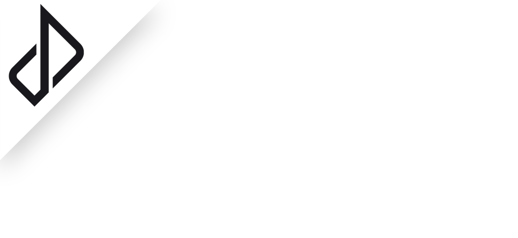 A black and white logo with a musical note inside a rounded diamond shape, with the text 'Music' next to it.