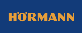 HÖRMANN logo with yellow text on a dark blue background