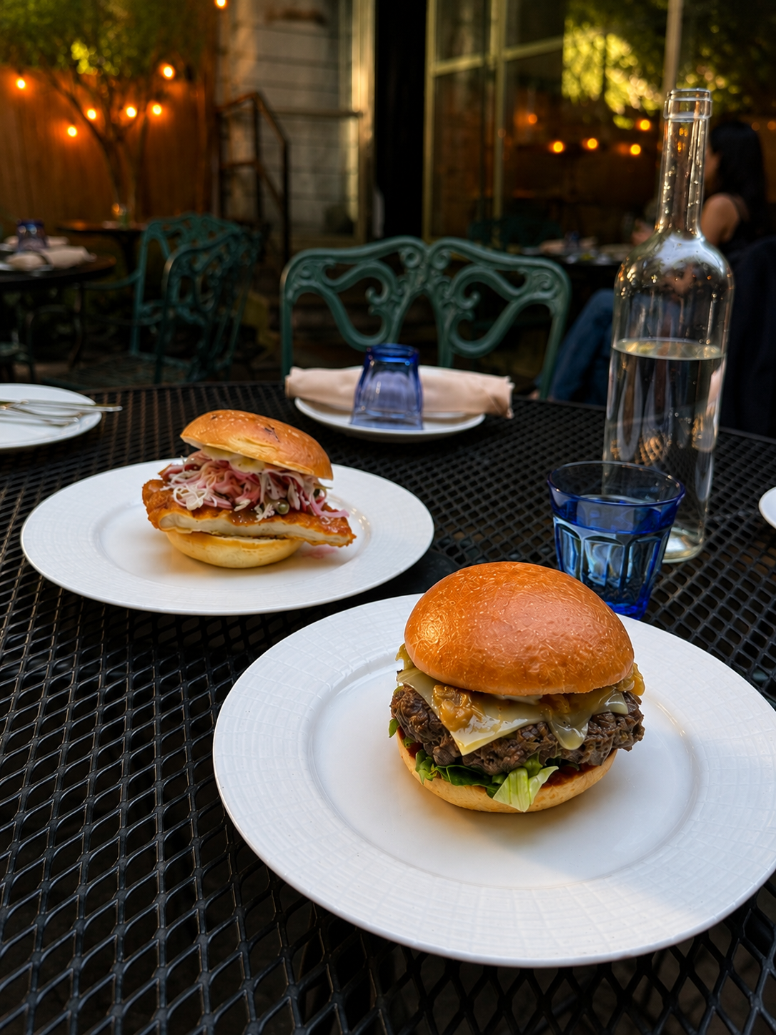 happy hour - burger and schnitzel sandwich