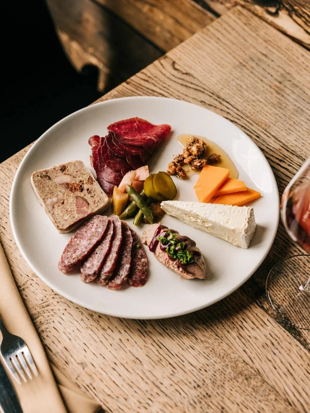 House charcuterie and cheese plate at Table, Donkey and Stick, Chicago