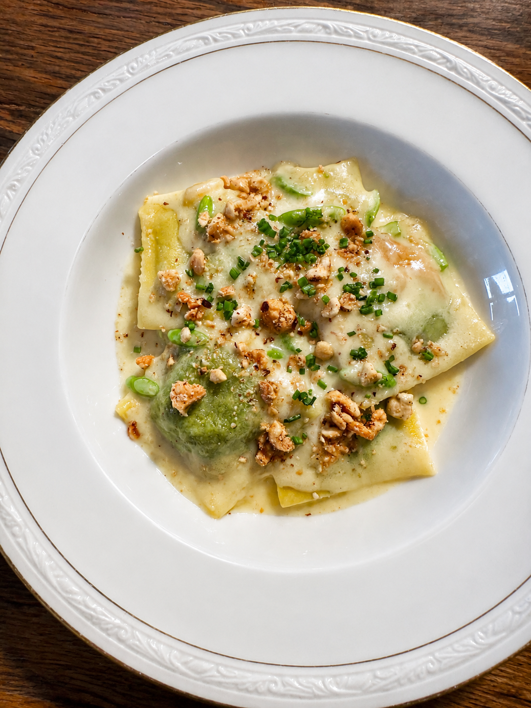 spinach raviolli - spigarello