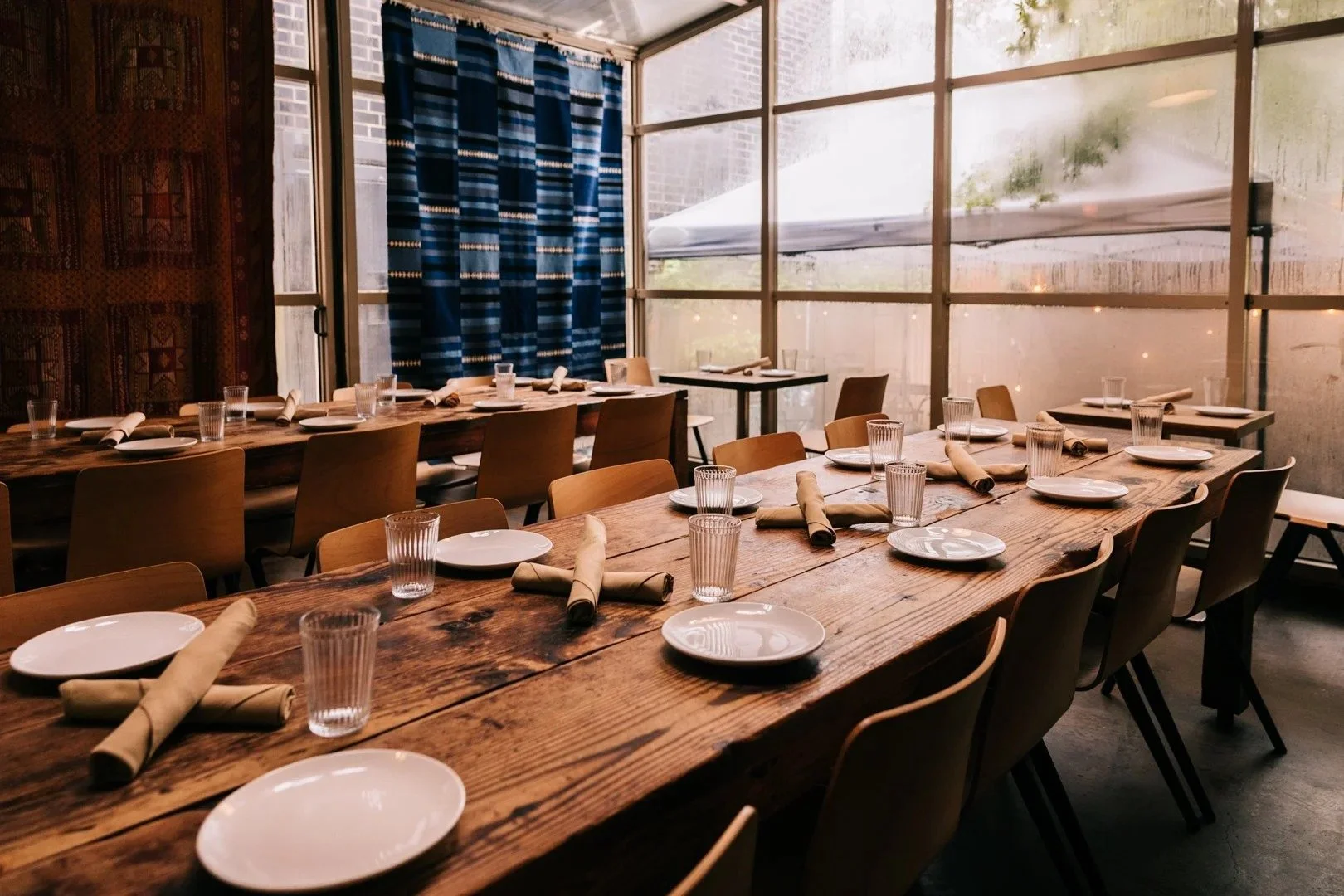Sunlit dining room at Table, Donkey and Stick in Logan Square