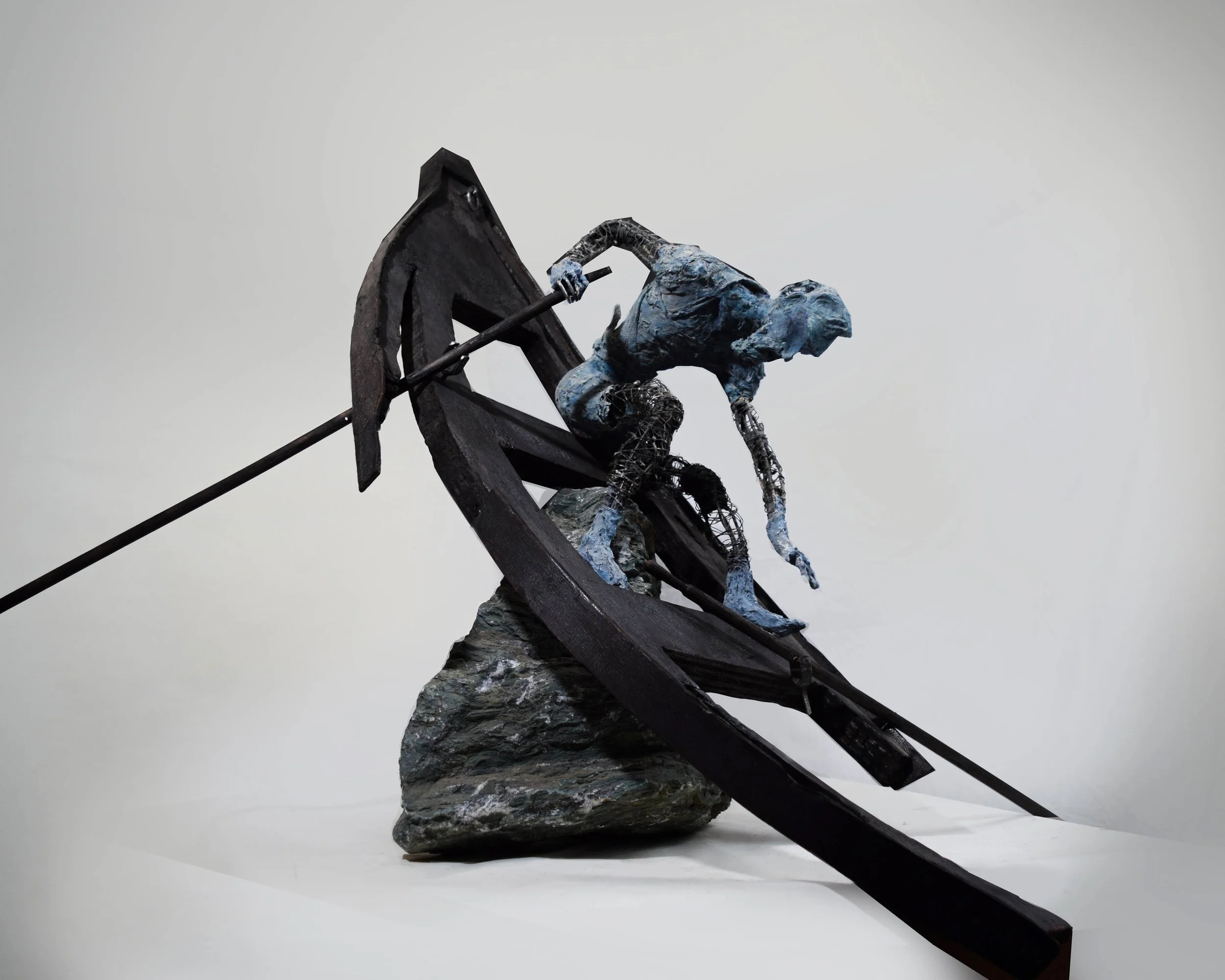 Indomitable spirit. 2024. wood and stone. - 48x30x20 in.