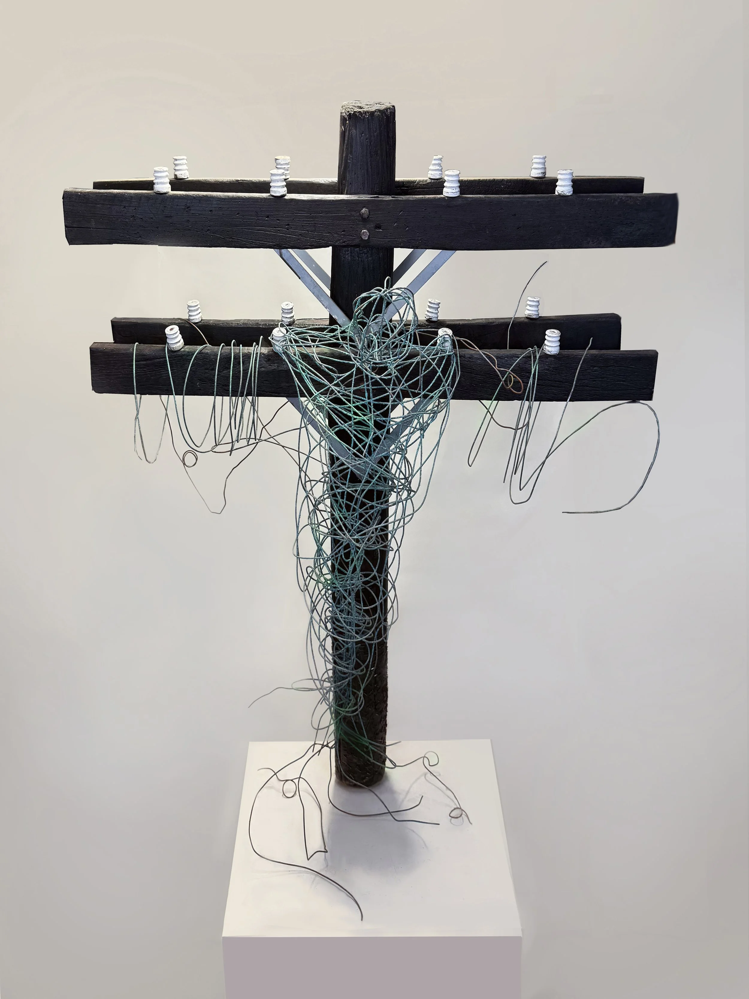 Tellecross. 2024. Wood and cooper wire. - 60x36x12
