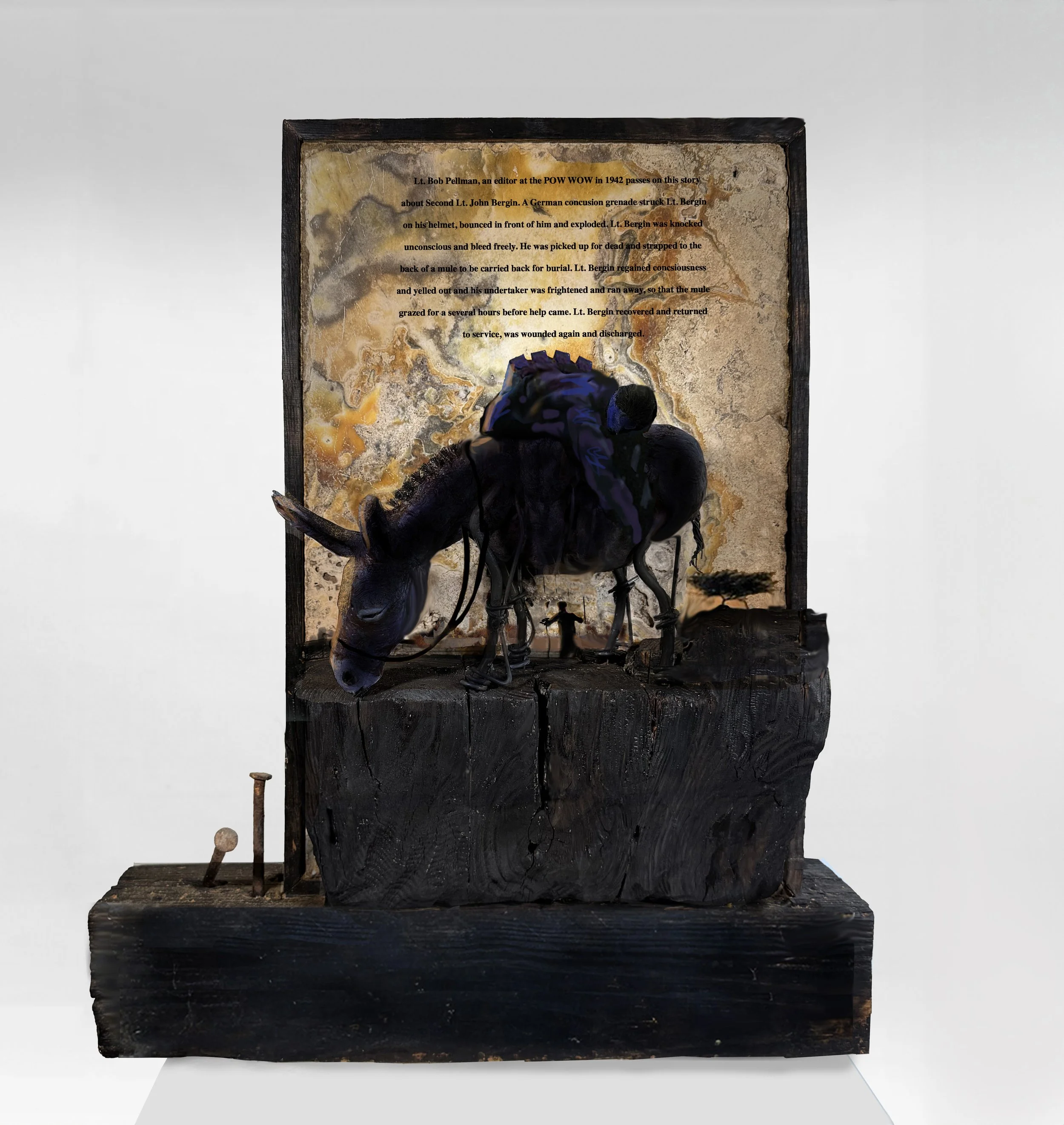 Left for dead. 2025. Wood, clay, steel and porceline tile.- 30x25x10