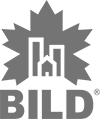 Black and white logo featuring a city skyline with a star or burst above and the word BILD below.