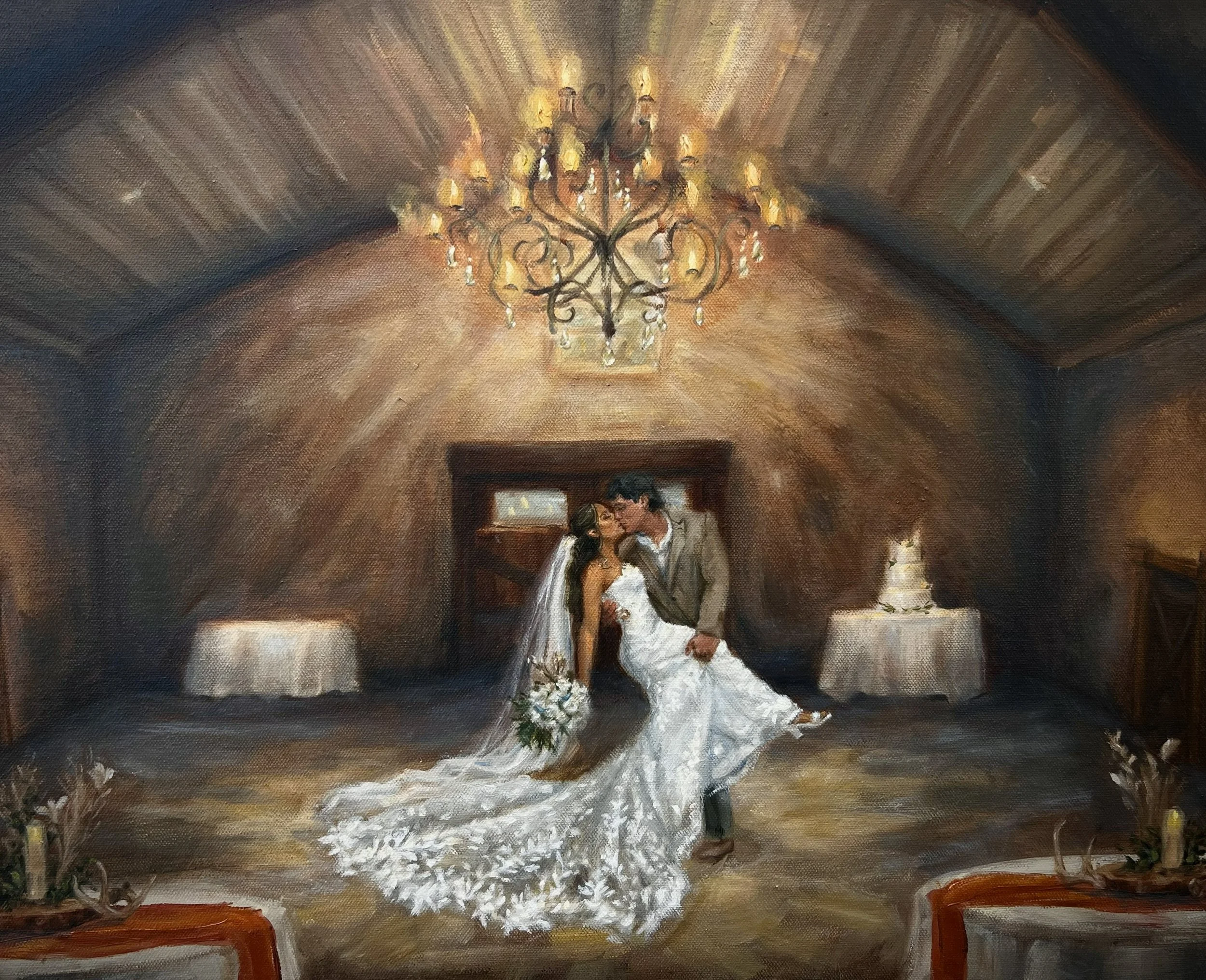 romantic live wedding painting