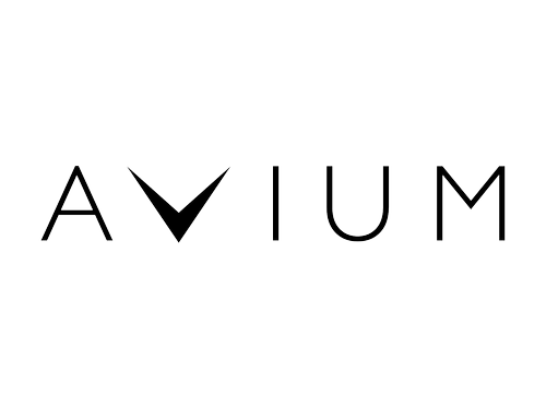 The word 'AVIUM' spelled out with the bird silhouette replacing the letter 'V'.