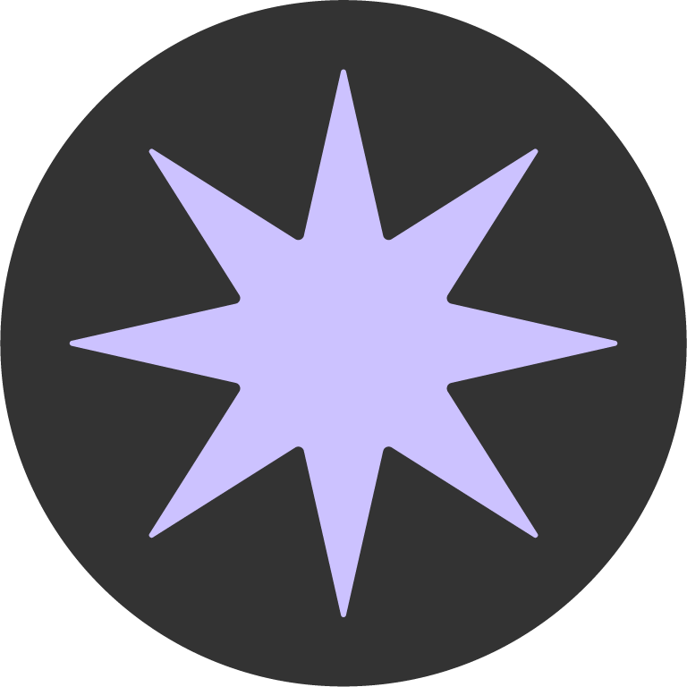 The Creative Lodge logo mark. A light purple, eight-pointed star on a dark circular background.