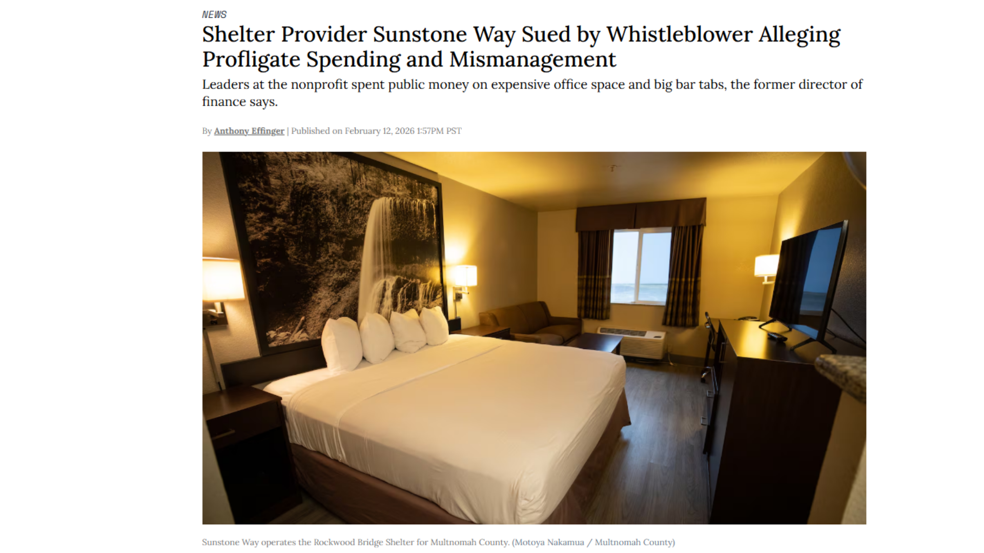 WW Headline: Shelter Provider Sunstone Way Sued by&nbsp;Whistleblower