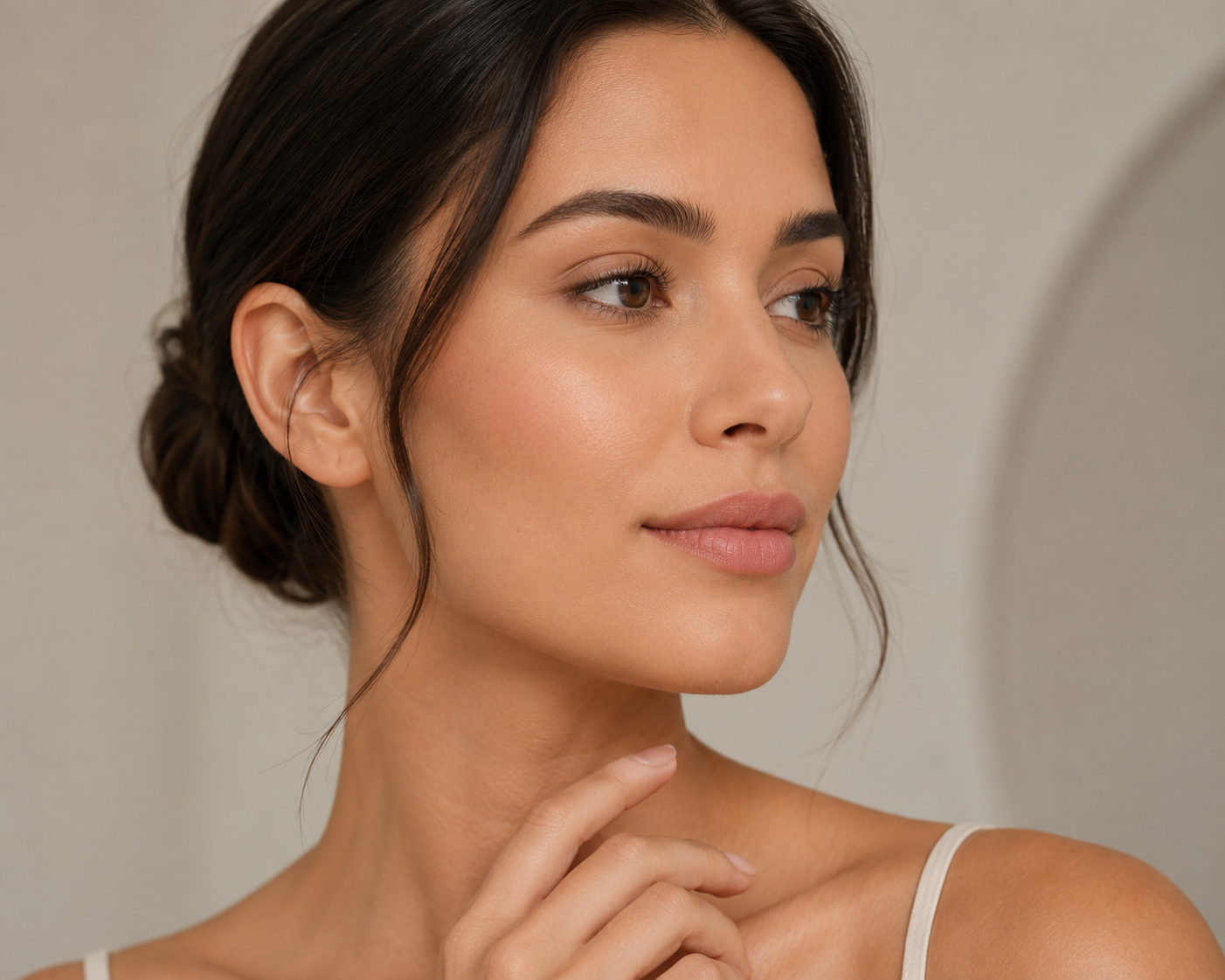 Three-quarter portrait highlighting natural facial contours and balance
