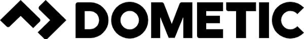 Dometic logo with a stylized arrow symbol and bold black text