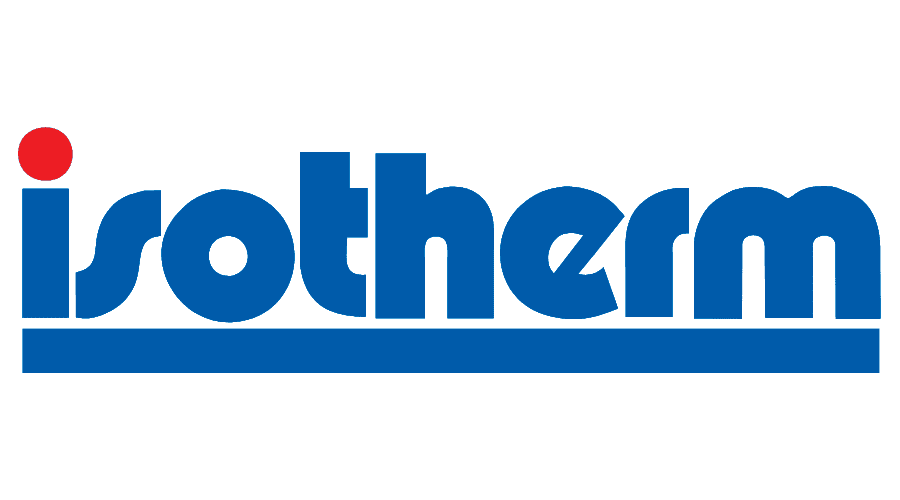 Logo of Isotherm in blue text with a red dot above the 'i' and a blue underline.