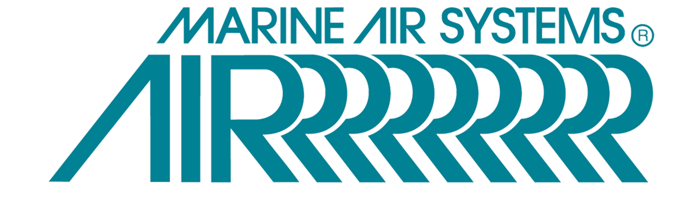 Logo of Marine Air Systems, featuring the words 'MARINE AIR SYSTEMS' and stylized text 'AIRRRRR' with downwards arrows.