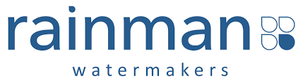 Rainman Watermakers logo with stylized water drop icon.