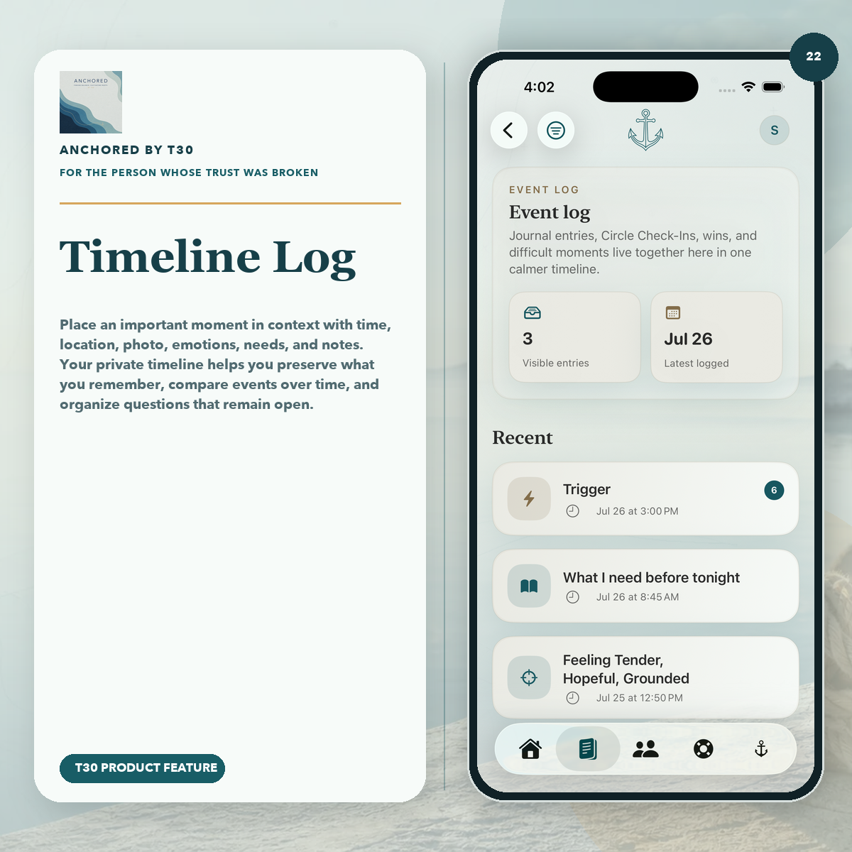 Anchored Timeline Log feature preview