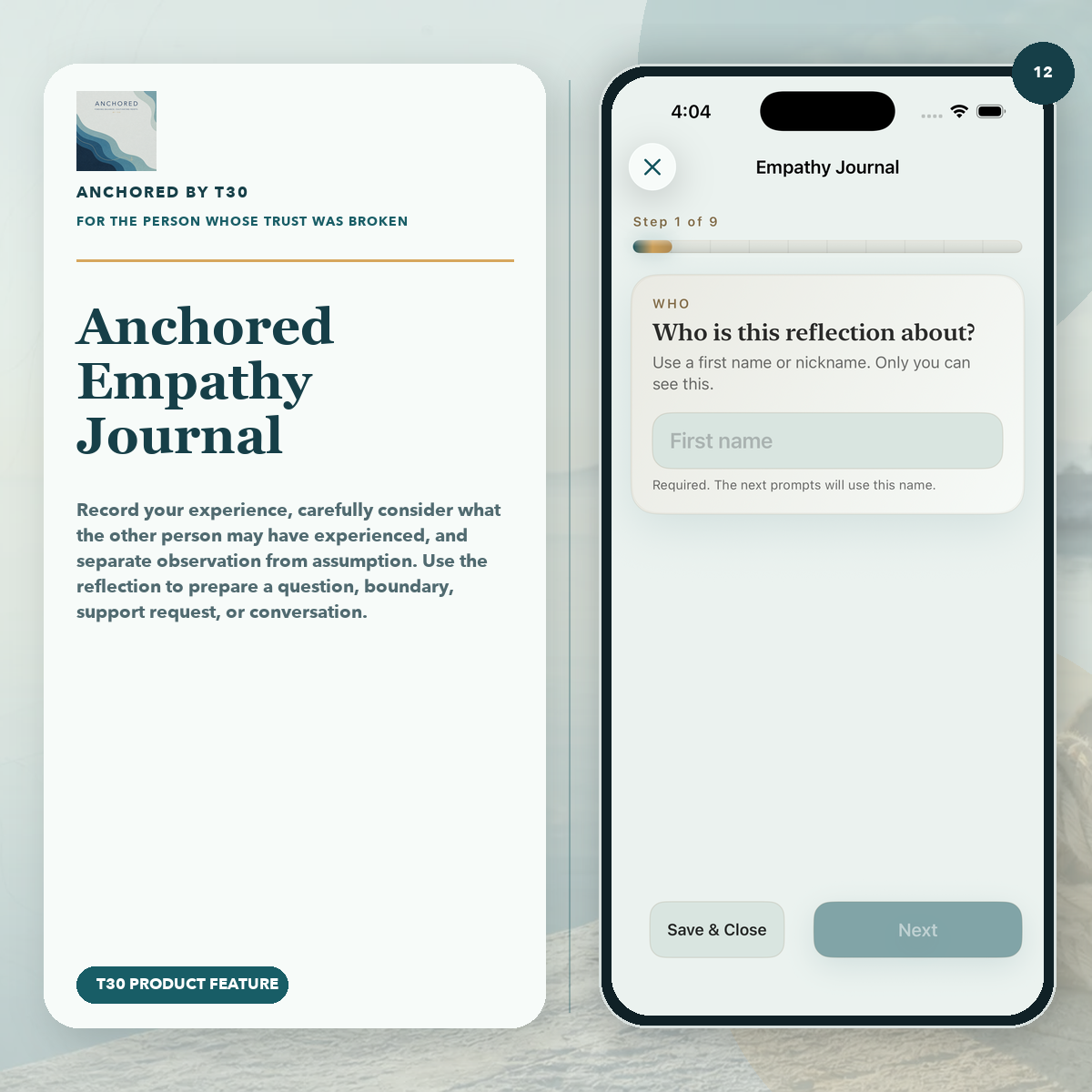 Anchored Empathy Journal feature preview