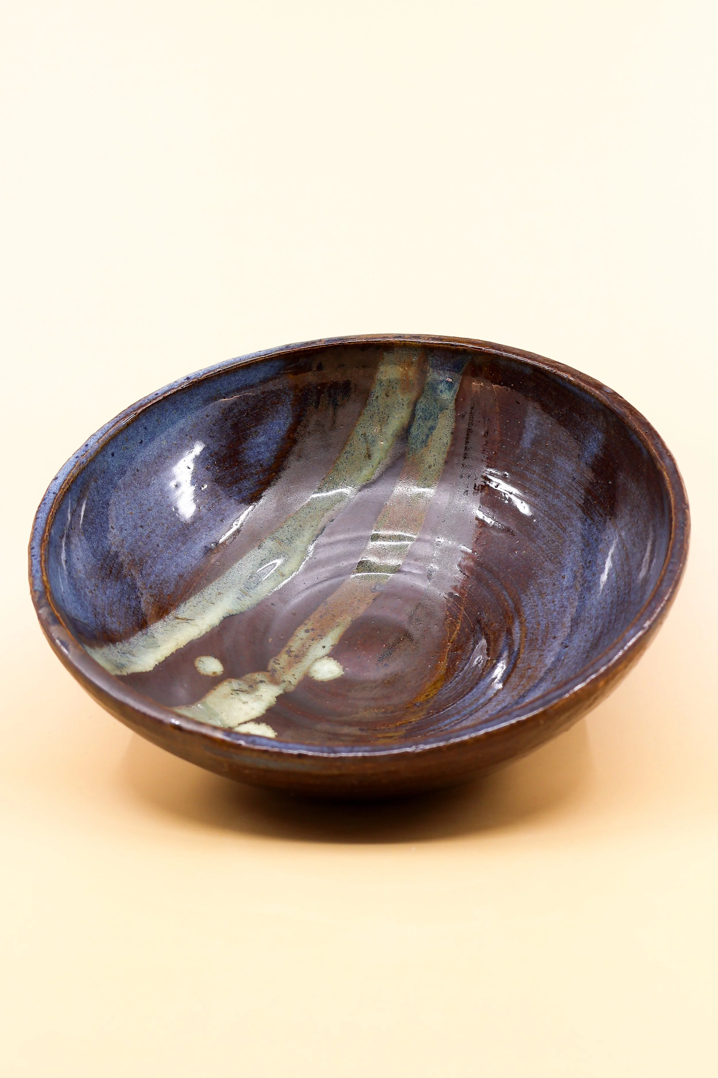Abstract Blue-Green Stoneware Bowl