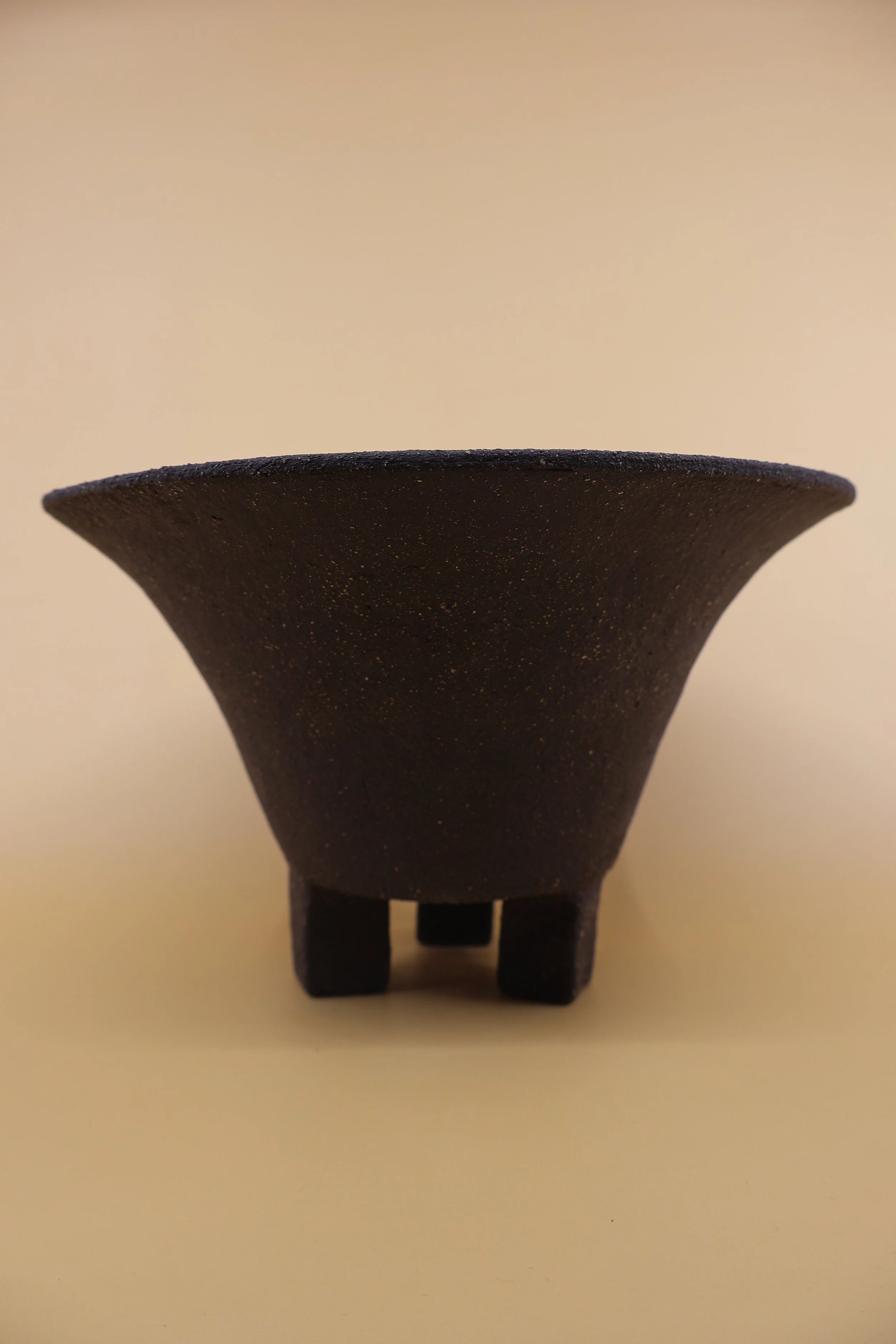 Dark Flared Footed Bonsai Pot