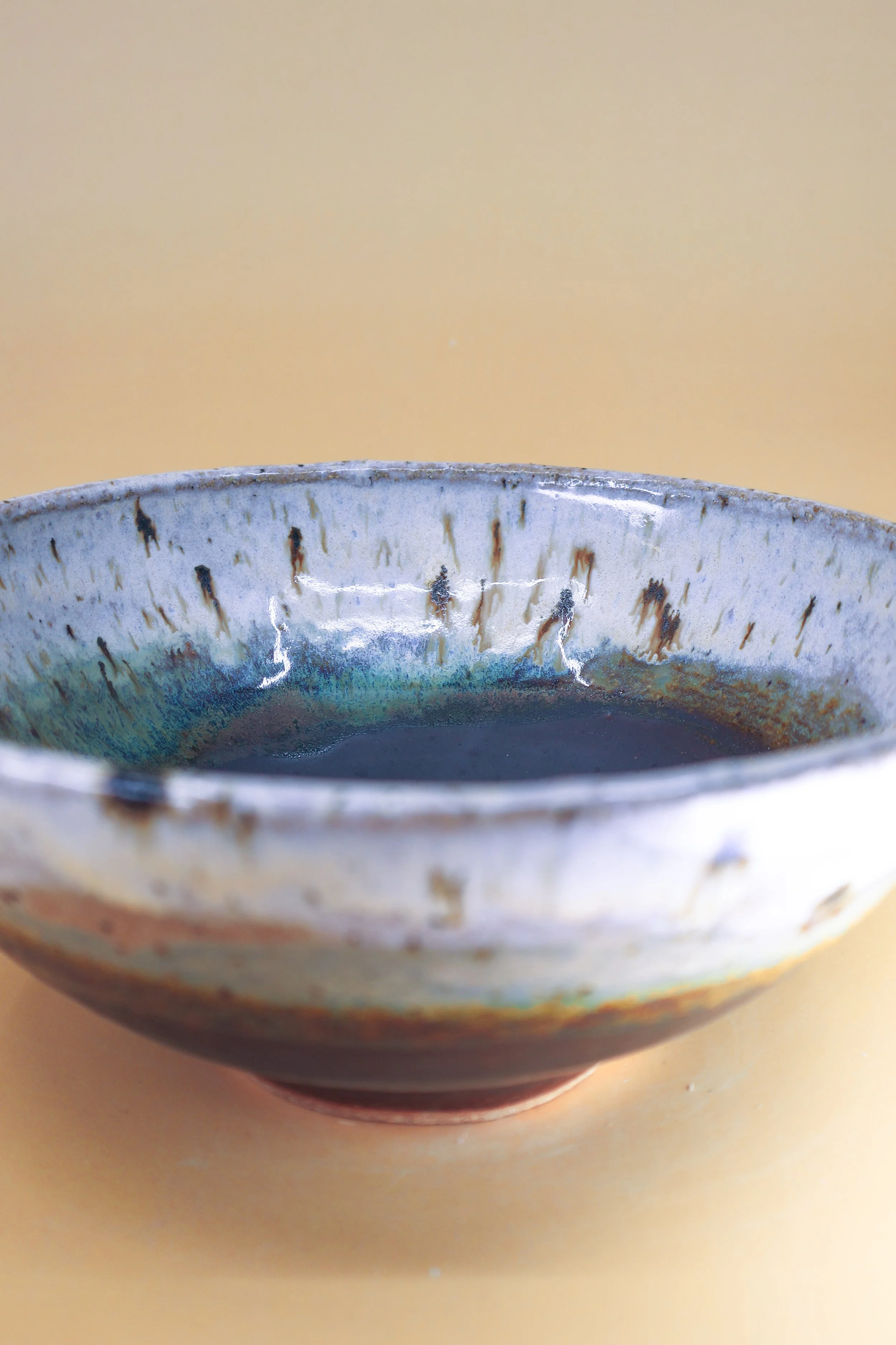 Small Birch Walnut Blue Stoneware Bowl
