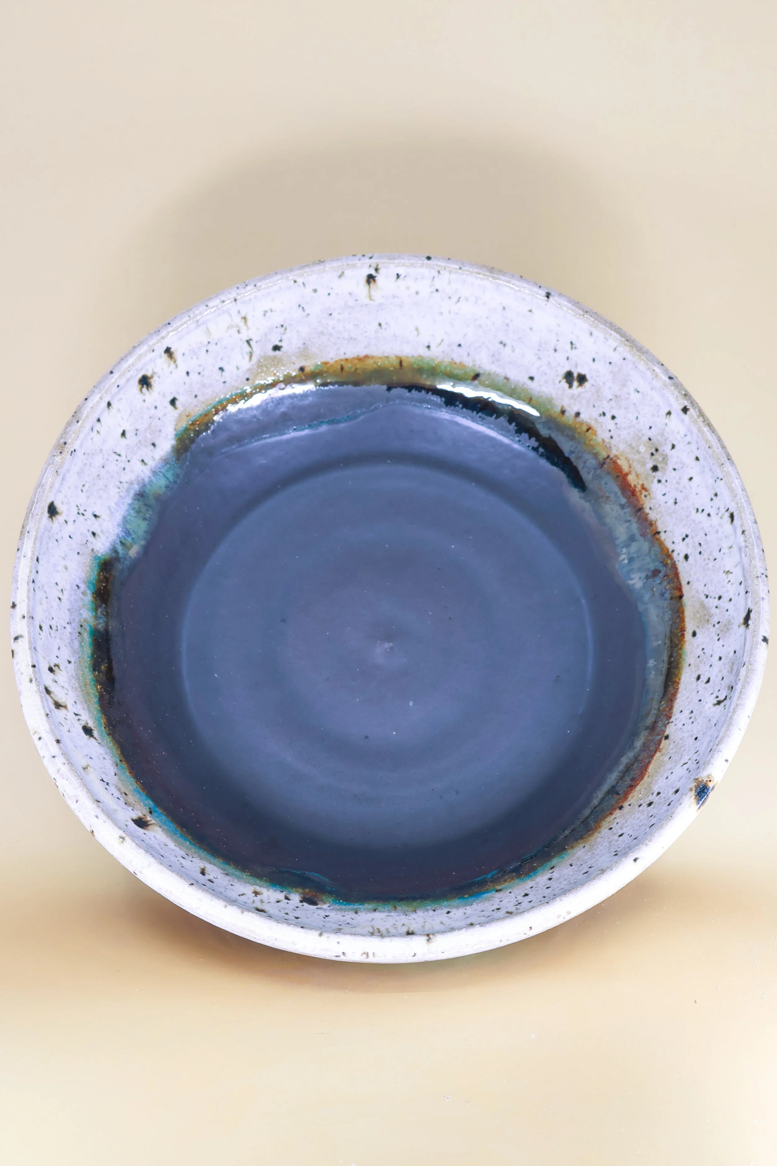 Large Birch Walnut Blue Stoneware Bowl