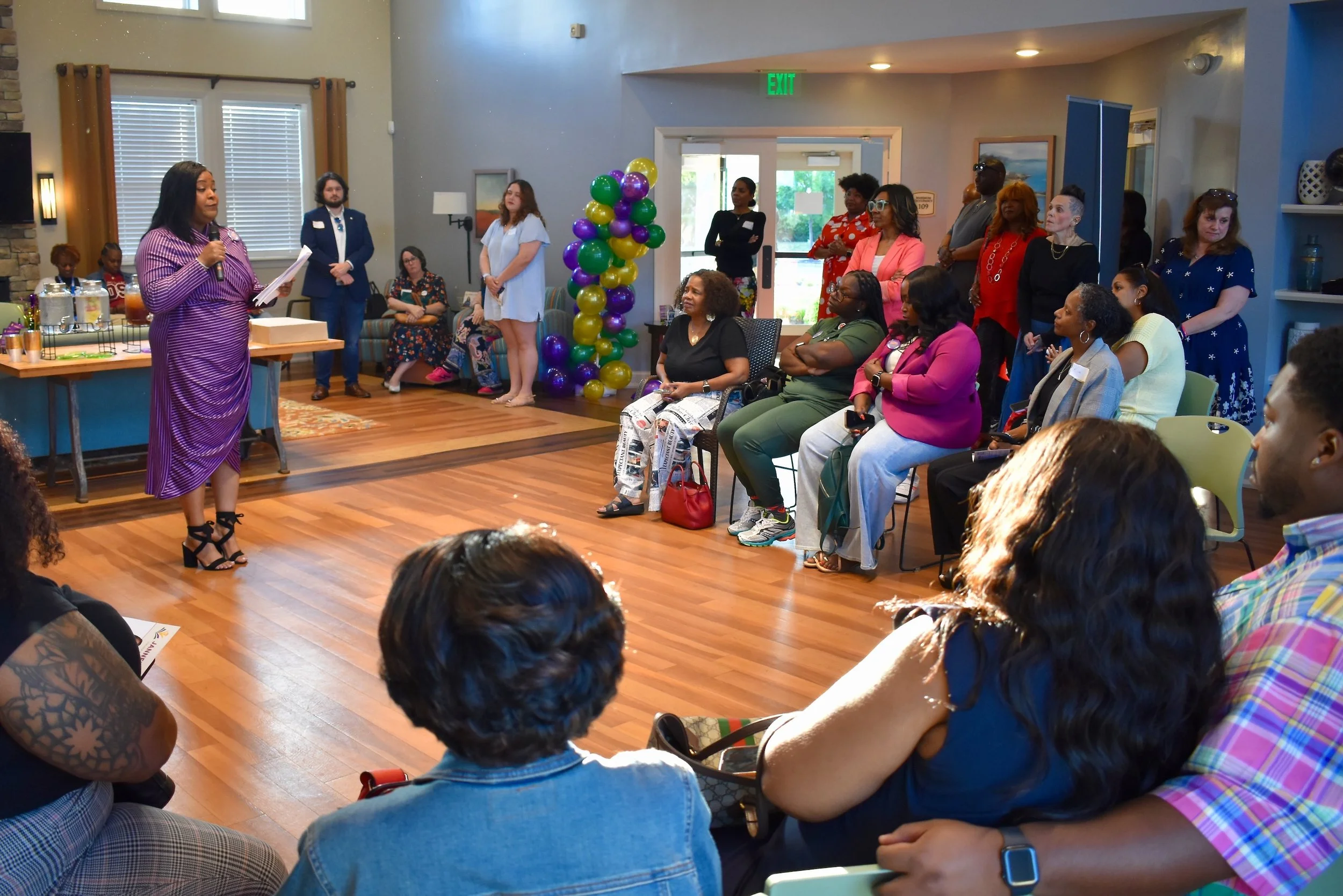 Photo of Jannell C. Smith speaking to a gathering of supporters