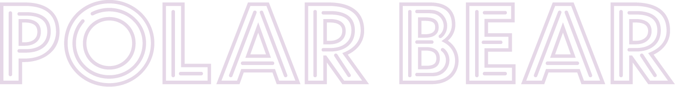 Stylized text that reads 'POLAR BEAR' in purple outlined letters.