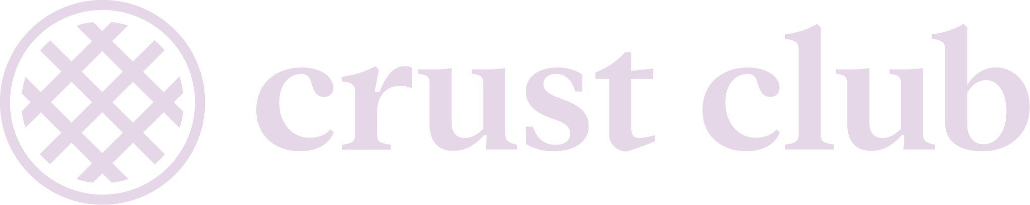 Logo of Crust Club with a circular graphic resembling a lattice crust and the text 'crust club' next to it.