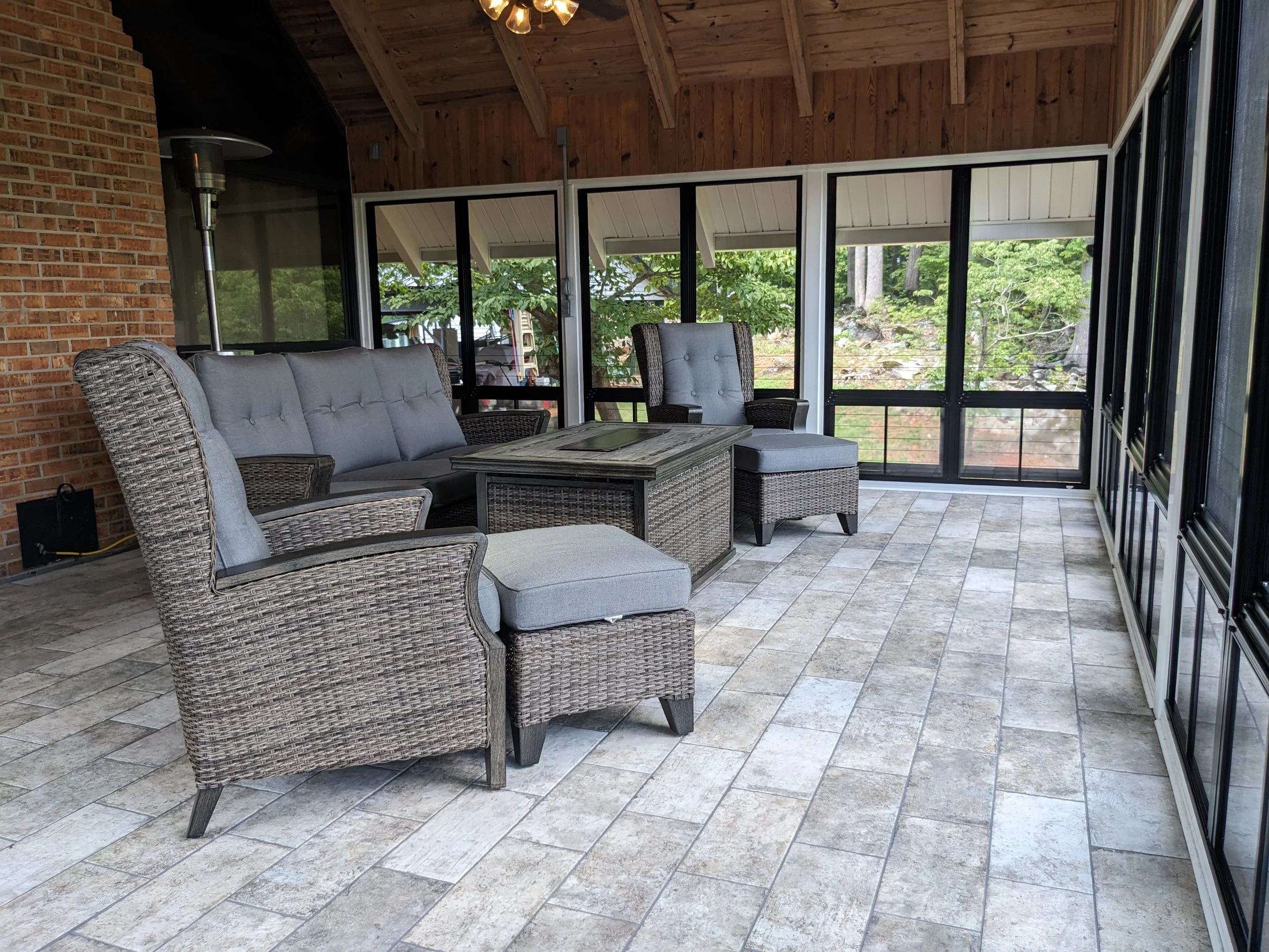 Enclosed Porch w/ Amazing Ez-Screen windows, Tile Floor.