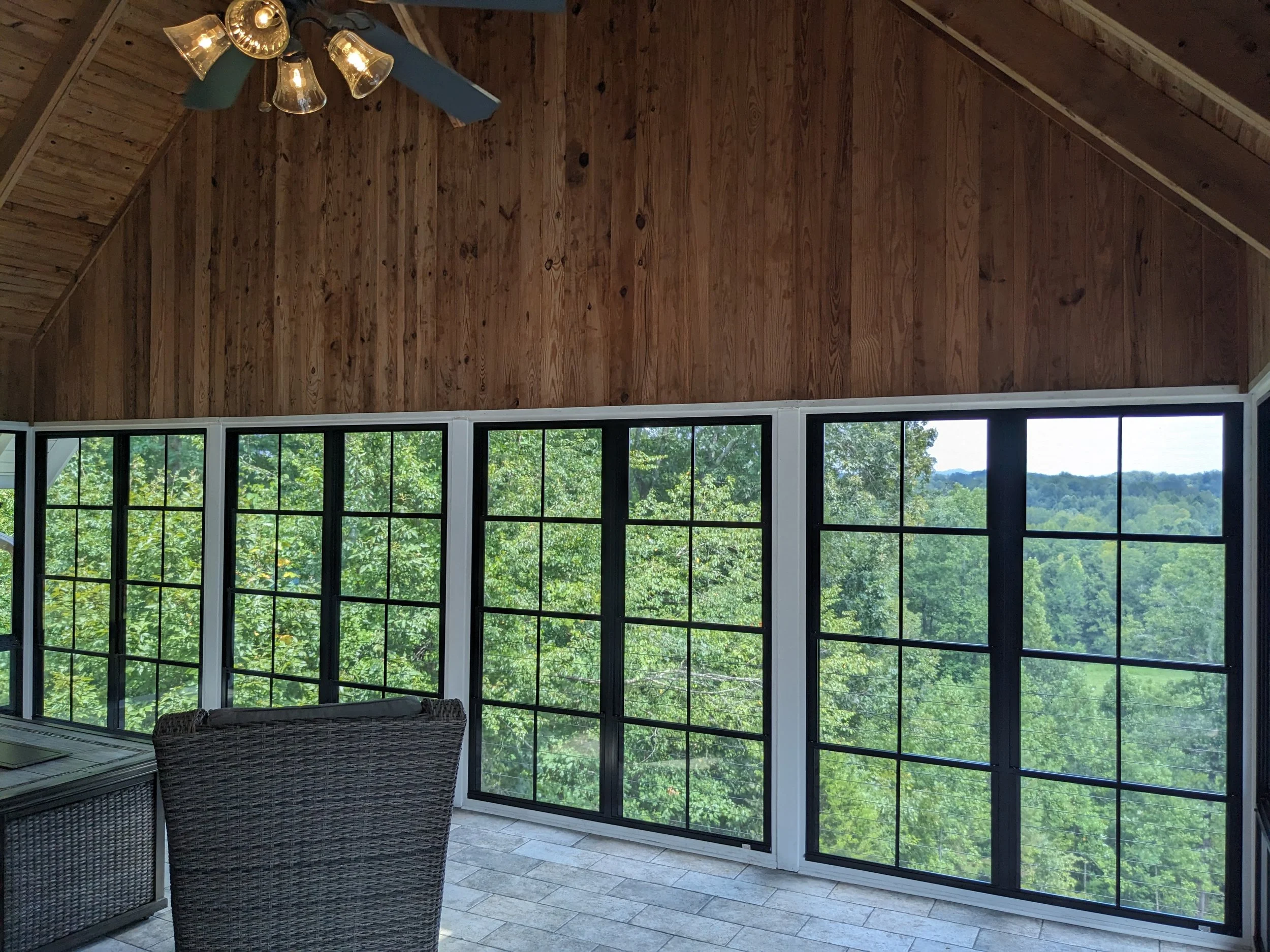 Enclosed Porch w/ Amazing Ez-Screen windows, Tile Floor.