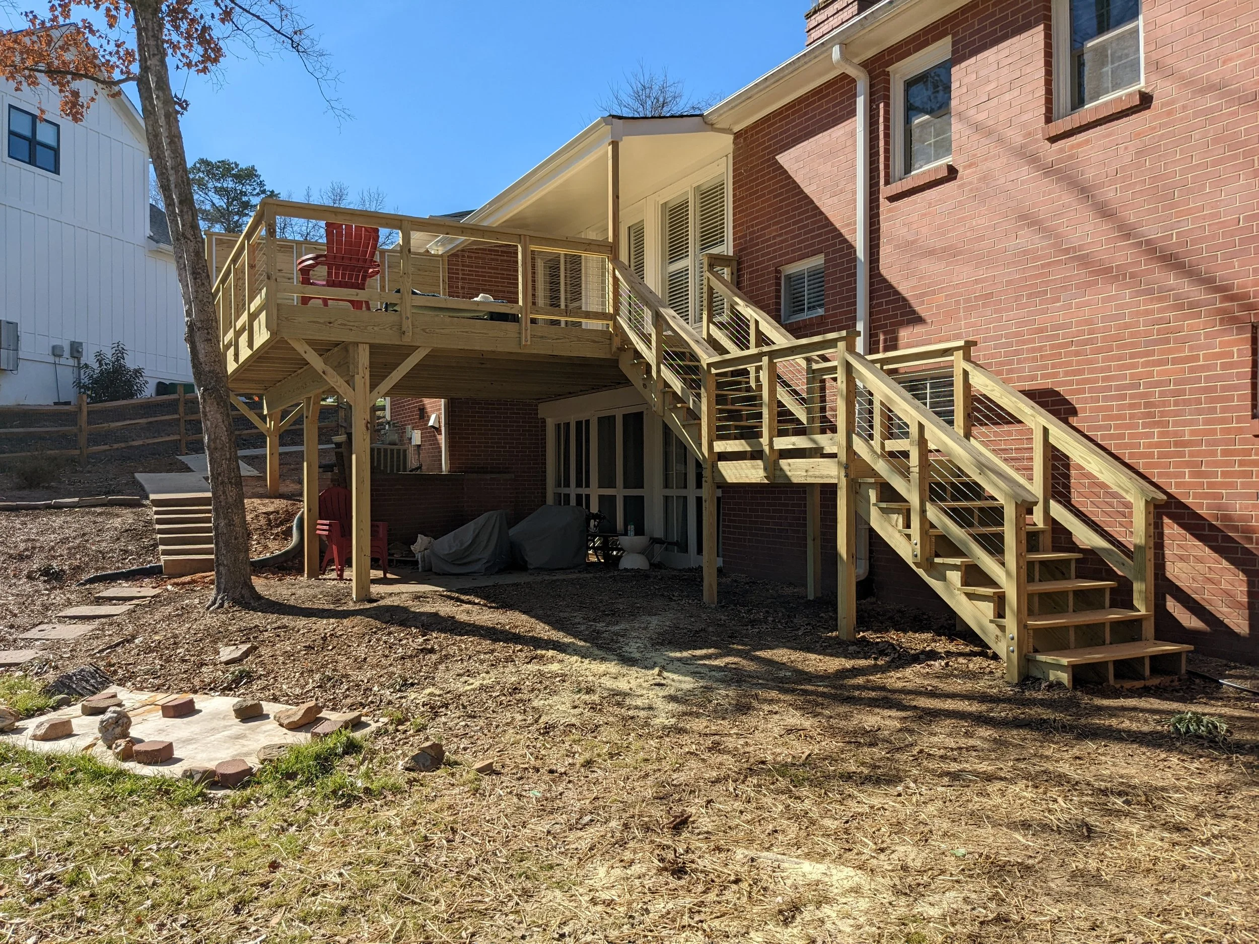 Wilby Second Story deck, Privacy Wall, Cable Railing.