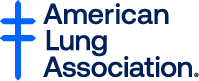 Logo of the American Lung Association with blue text and a blue cross with a lung shape in the middle.