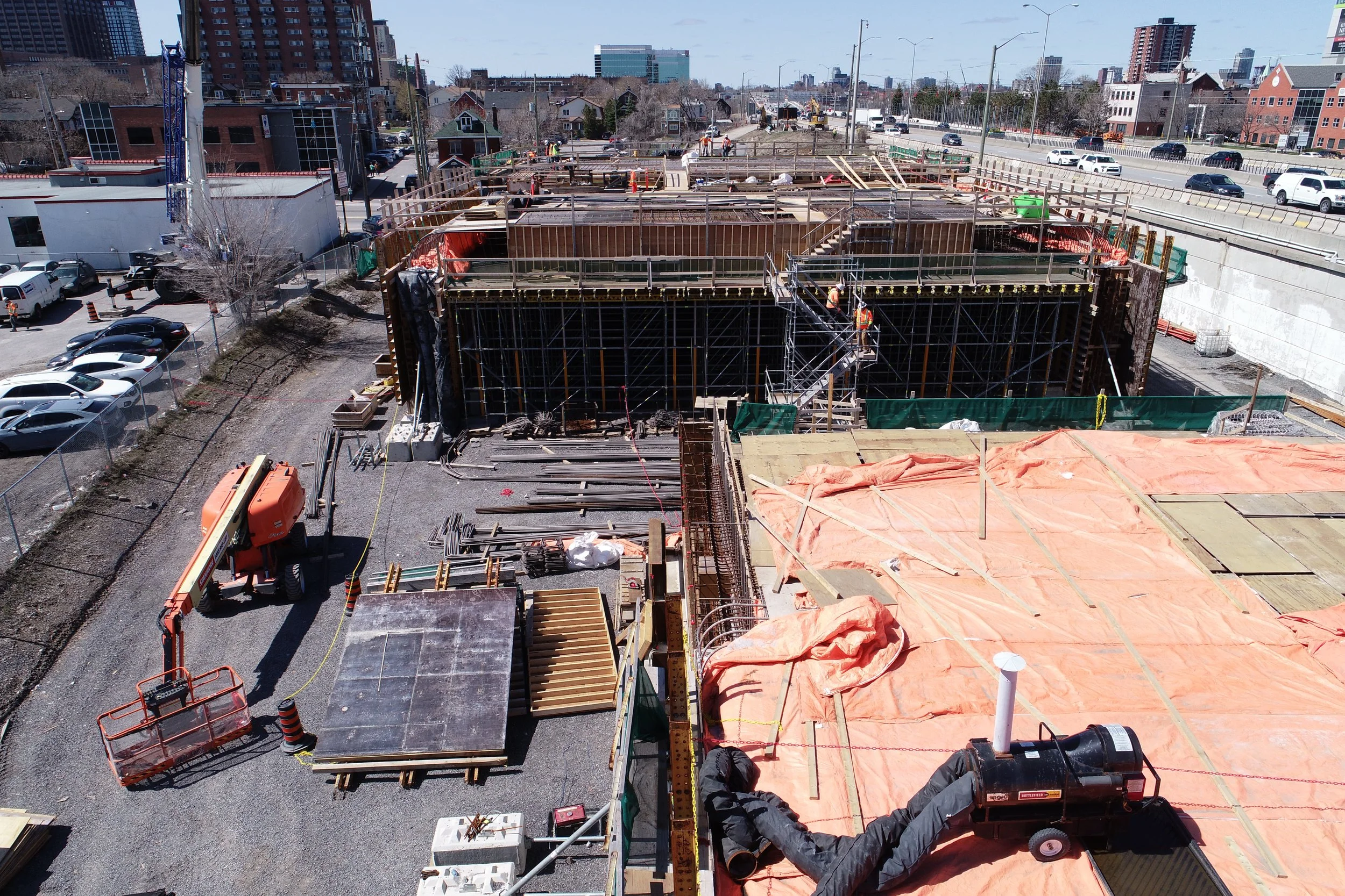 Close up view of future Bronson St structure