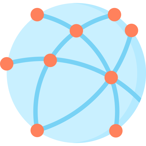 Illustration of a globe with interconnected nodes symbolizing a global network or internet.